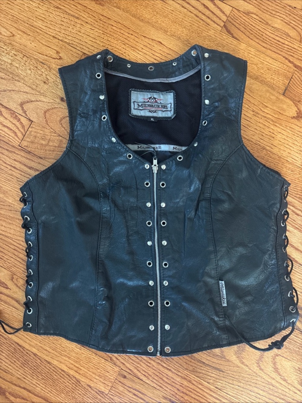 Milwaukee Leather Men's Genuine Leather Biker Vest Black Sz XL